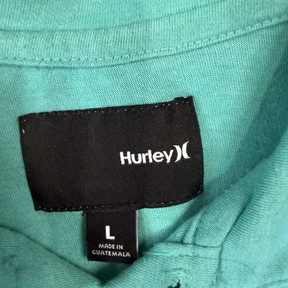 Hurley Polo Shirt Mens L Green Short Sleeve Collared‎ Cotton Jersey Pockets